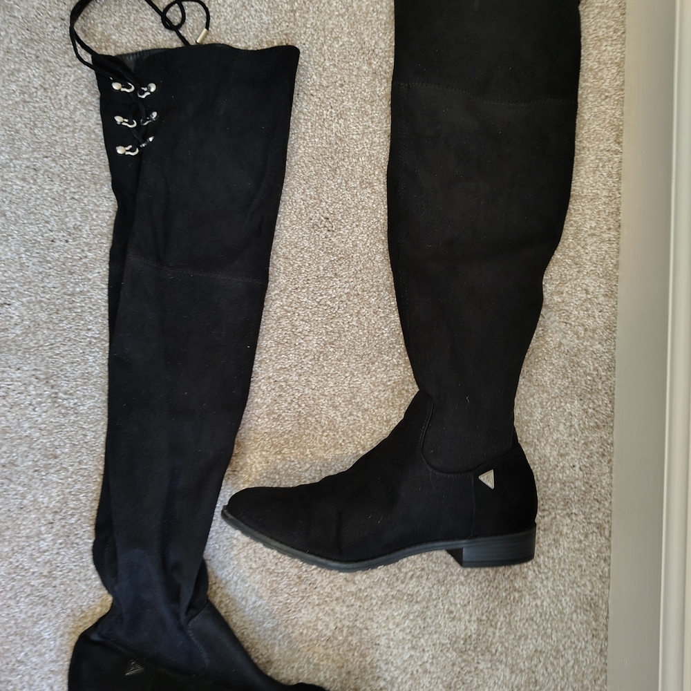 Guess Black Over-the-Knee Boots with Lace Detail - Picture 3 of 3